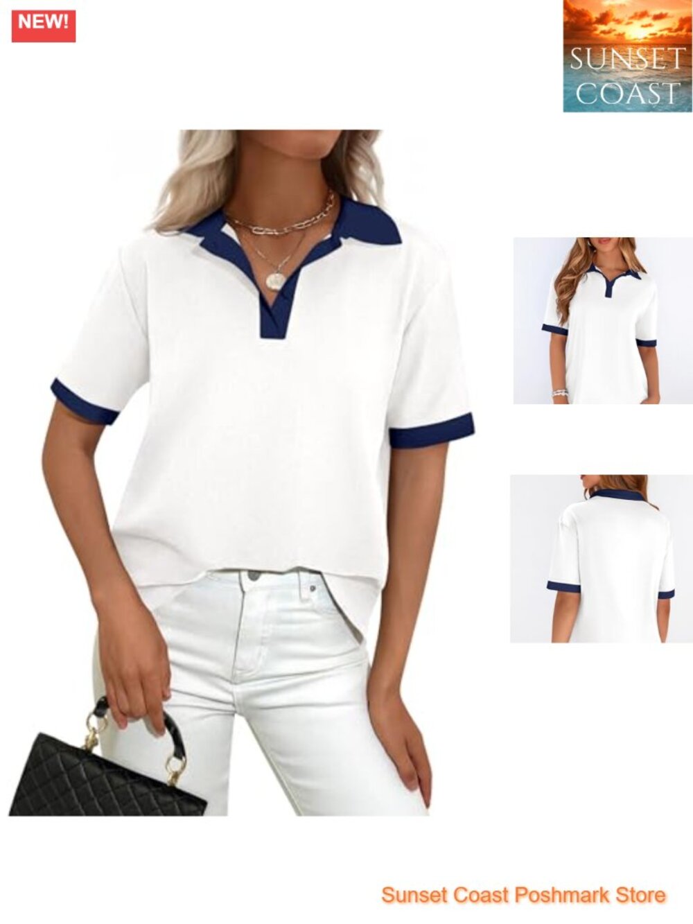 PRETTYGARDEN Short Sleeve Collared Polo Shirt Women Casual Golf Top
